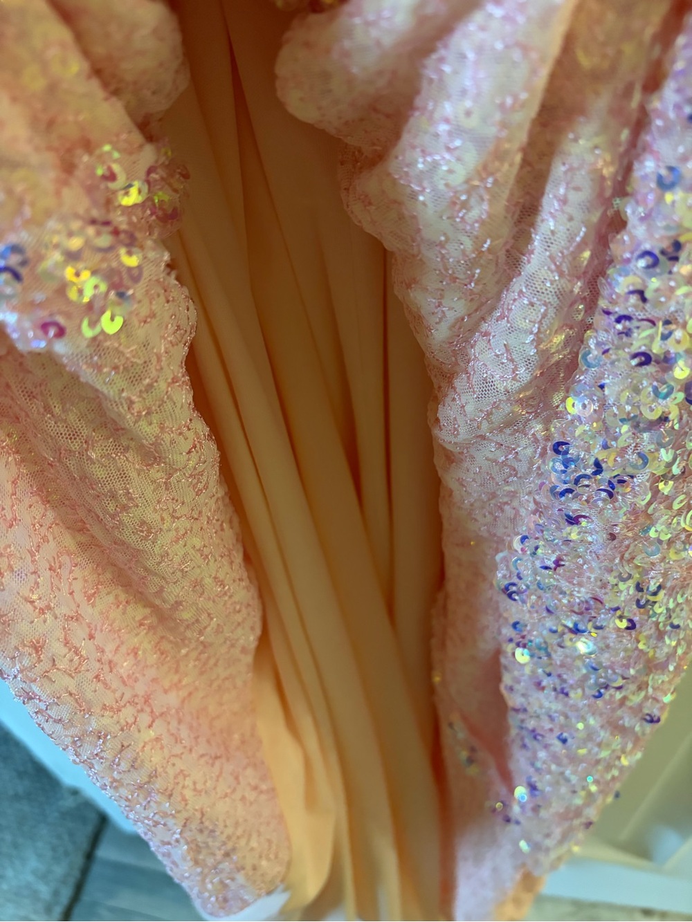 Jovani Sequined V-Neck rhinestone Spaghetti Strap Gown/Prom Dress- Pink - Picture 8 of 12